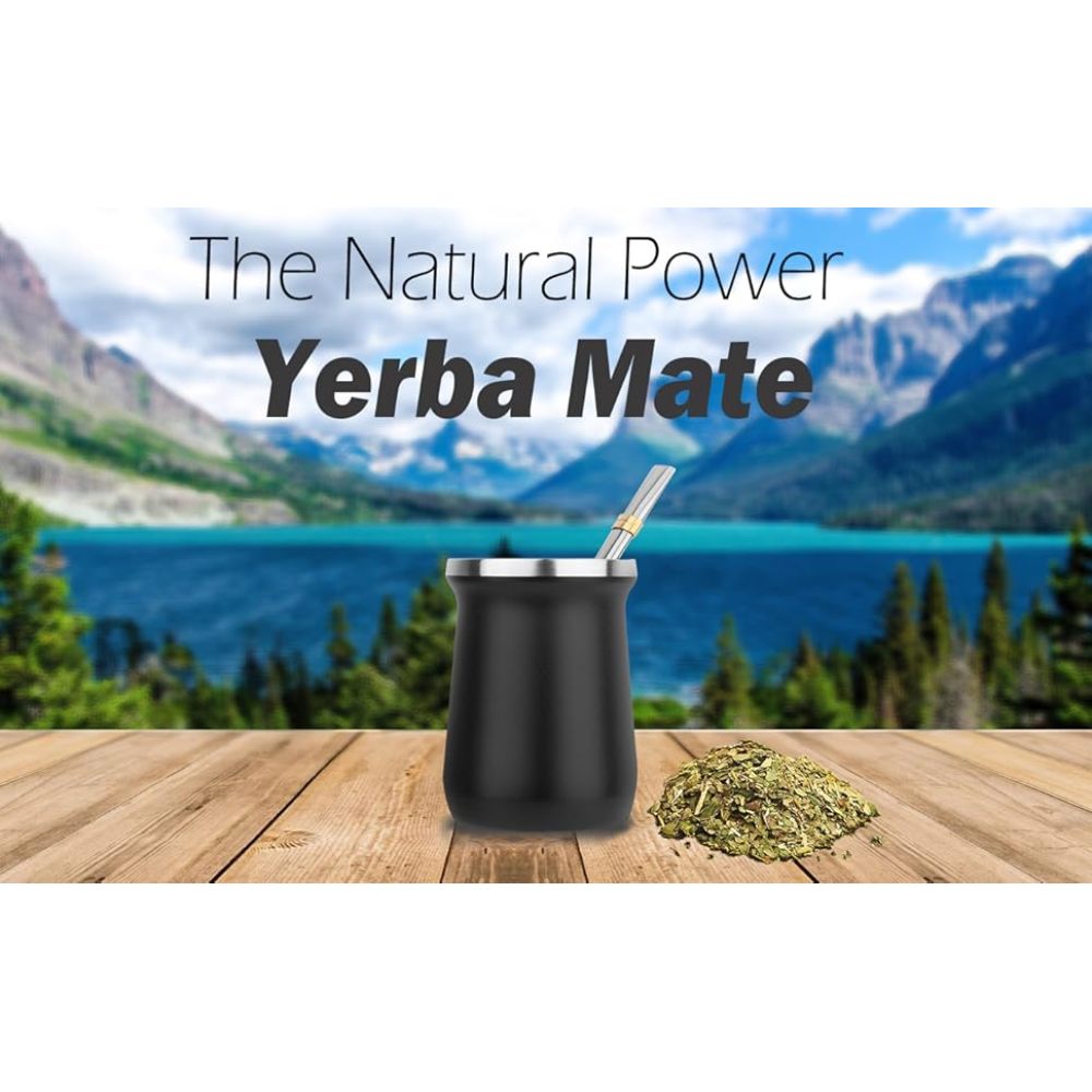 Juego de mate y bombilla Credrink Mate de calabaza de acero inoxidable con 2 pajitas y 1 cepillo de limpieza - Doble pared Fácil de usar y limpiar