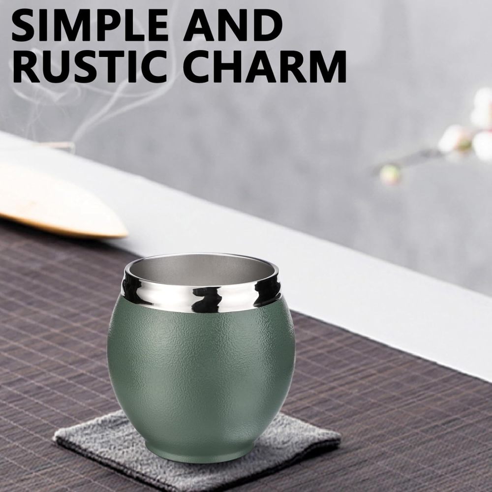 Mate de acero inoxidable de 9 oz con doble pared de Credrink para yerba mate