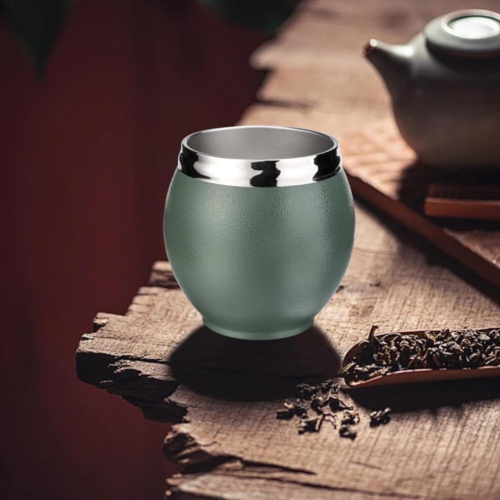 Mate de acero inoxidable de 9 oz con doble pared de Credrink para yerba mate