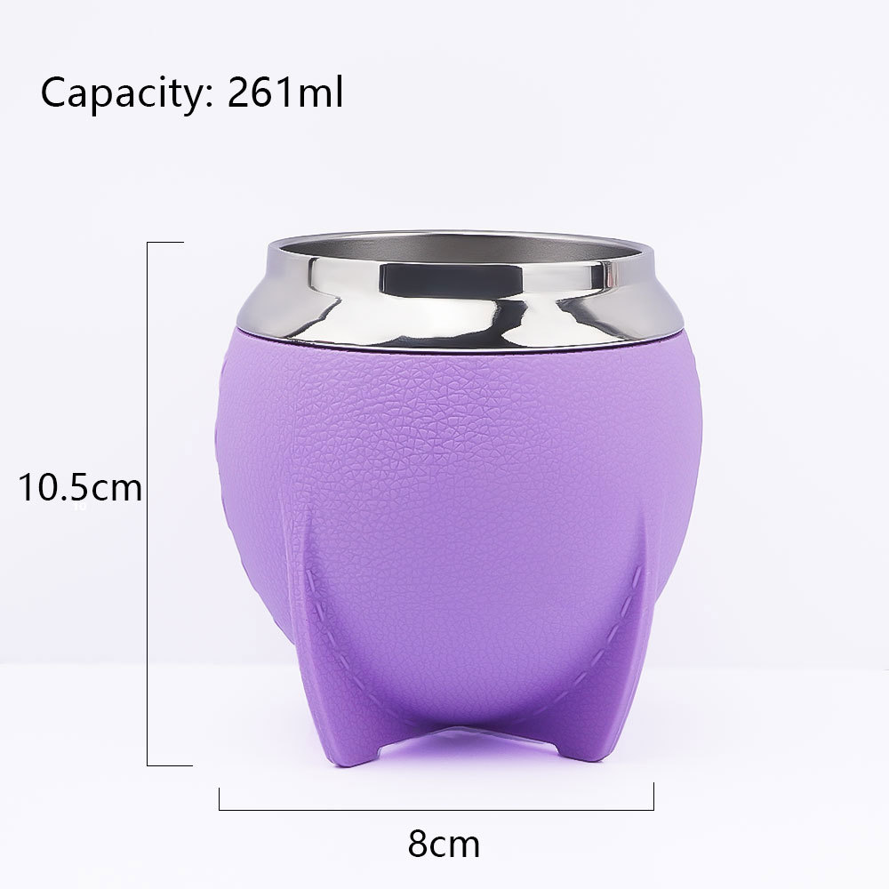 Juego de tazas de té de acero inoxidable de 9.5 oz con bombilla y calabaza mate de Credrink, taza de café antiescaldaduras con aislamiento térmico de doble pared, taza de vacío, taza de bebida aislada portátil para bebidas frías y calientes