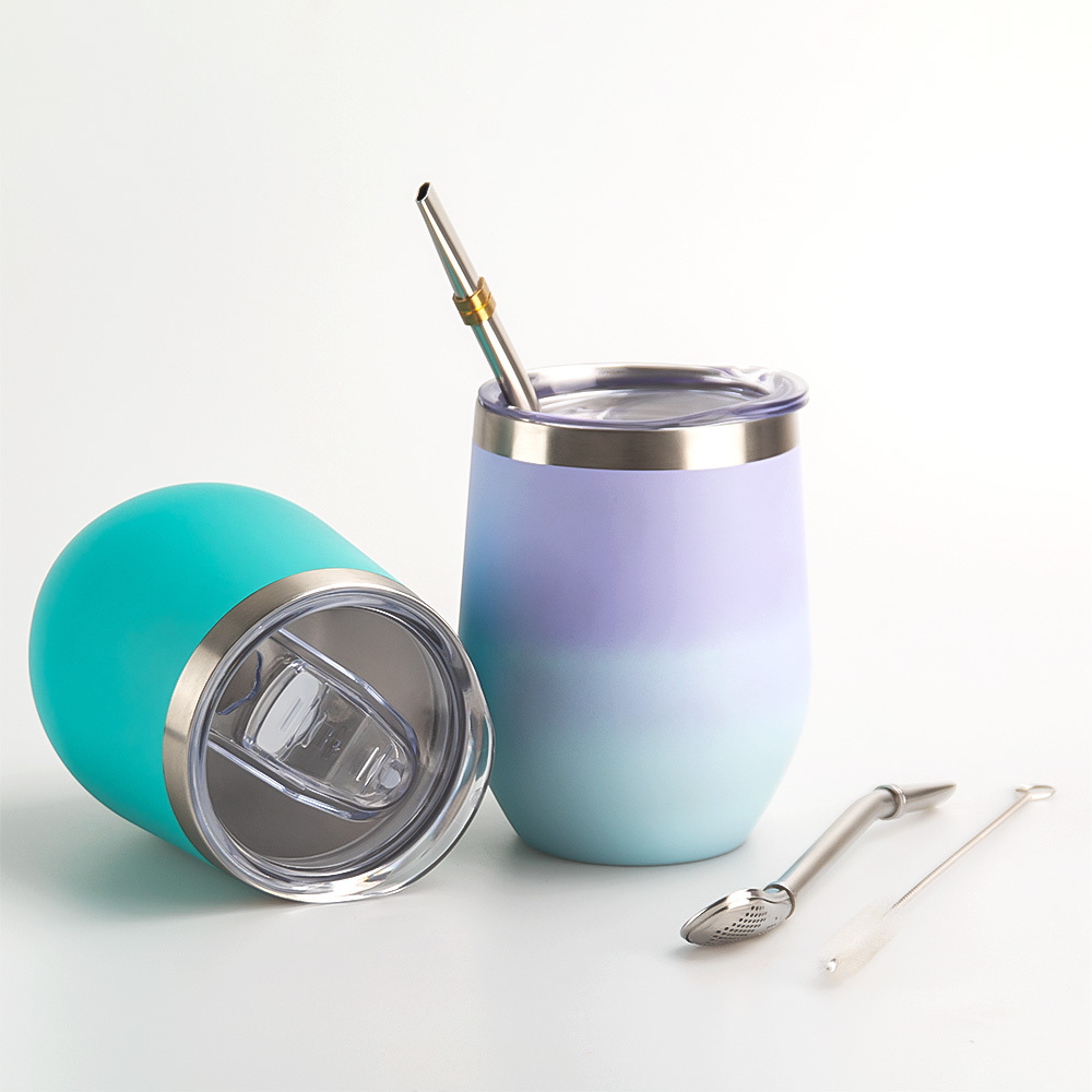 Mate de acero inoxidable de 12 oz con doble pared de Credrink para yerba mate