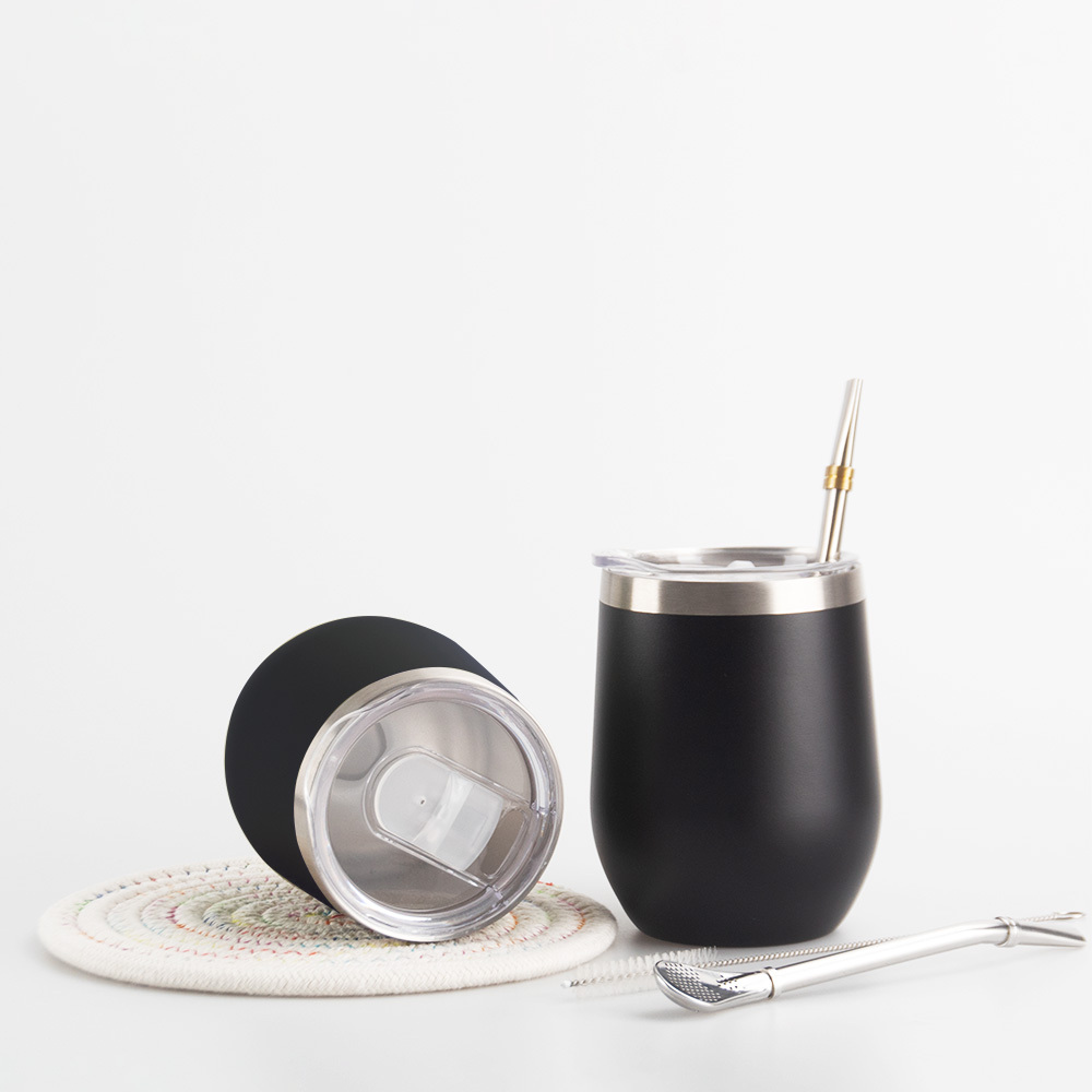 Mate de acero inoxidable de 12 oz con doble pared de Credrink para yerba mate