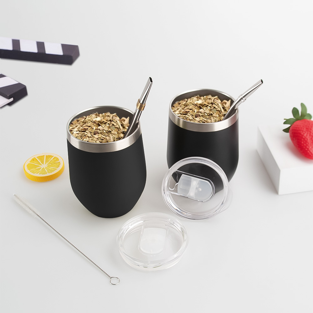 Mate de acero inoxidable de 12 oz con doble pared de Credrink para yerba mate