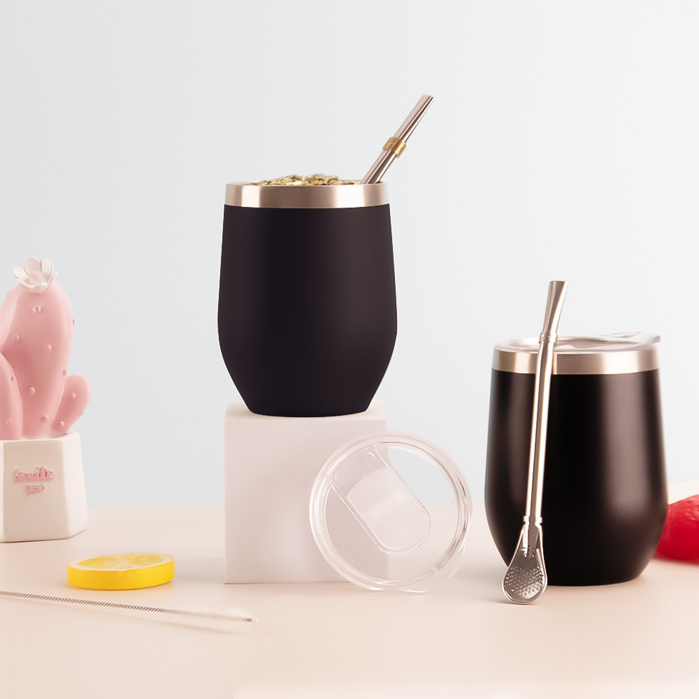 Mate de acero inoxidable de 12 oz con doble pared de Credrink para yerba mate