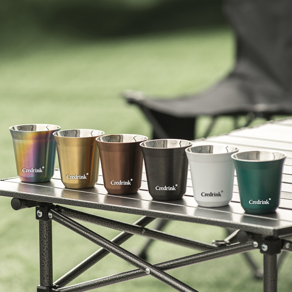 Mate de calabaza de acero inoxidable de 80 ml de Credrink, taza de té de doble pared para yerba mate