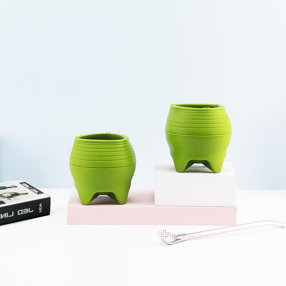 Calebasse en silicone et paille Bombilla avec brosse nettoyante - Sans BPA, ergonomique pour les voyages, facile à nettoyer