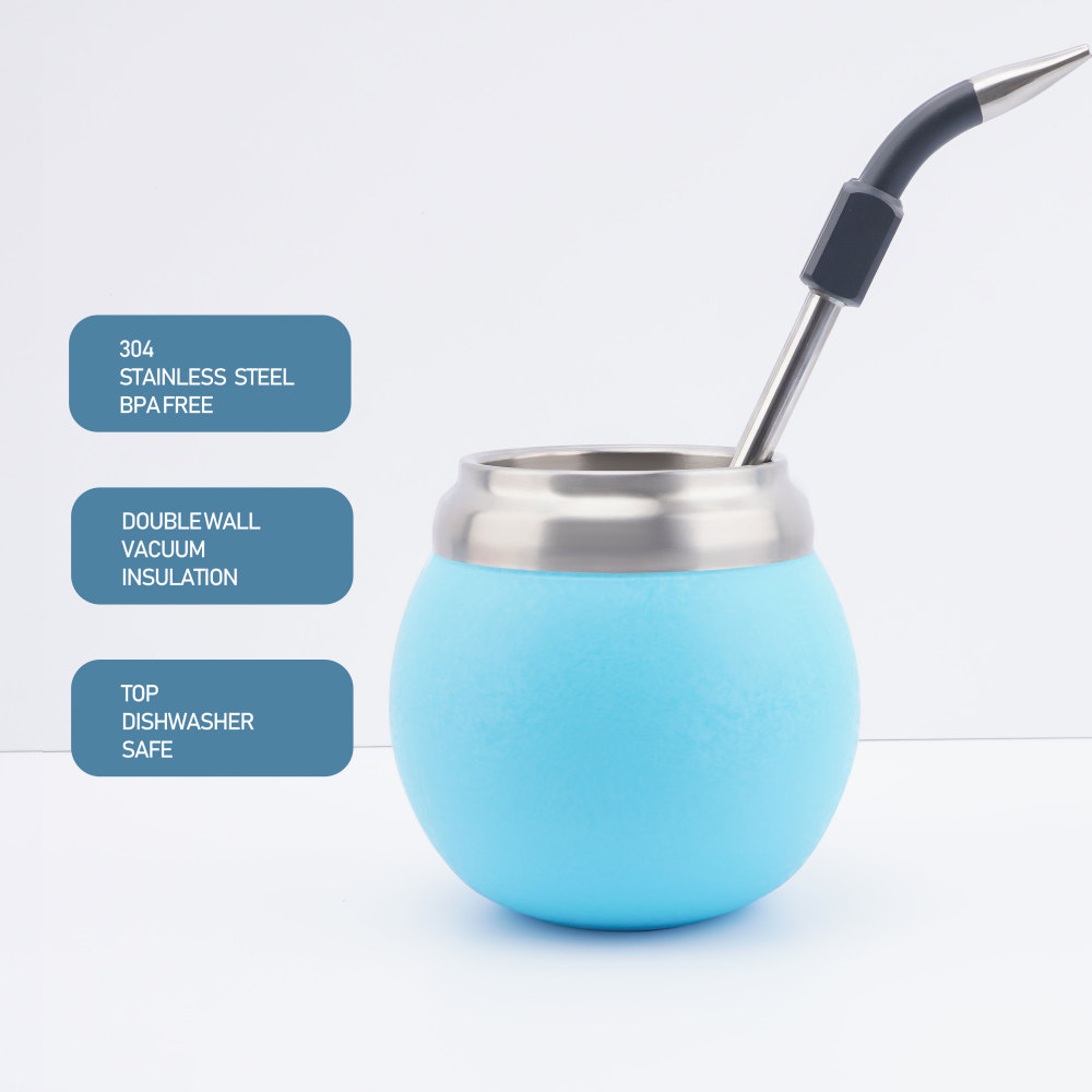 Mate de acero inoxidable de doble pared de Credrink, 210 ml, 7 oz, para yerba mate