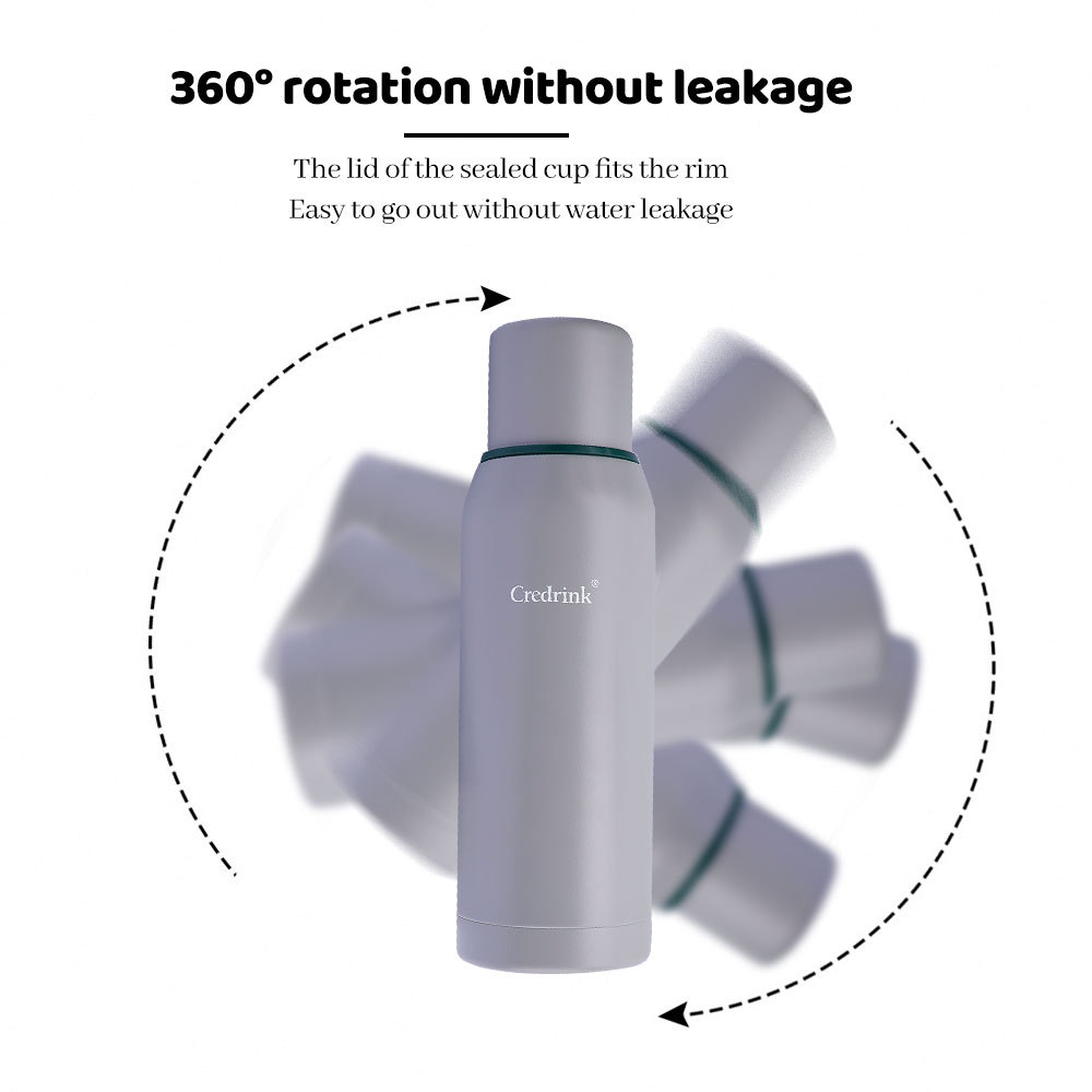 Credrink 32oz Insulated Stainless Steel Thermos for Hot & Cold Beverages with Leak Proof Lid & Built-in Cup Triple Wall Insulation Hot 24 Hrs Perfect for Coffee Tea Dishwasher Safe