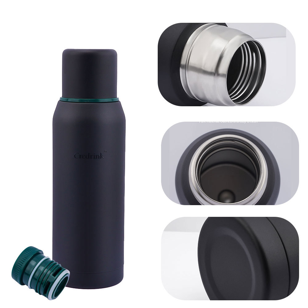 Credrink 32oz Insulated Stainless Steel Thermos for Hot & Cold Beverages with Leak Proof Lid & Built-in Cup Triple Wall Insulation Hot 24 Hrs Perfect for Coffee Tea Dishwasher Safe