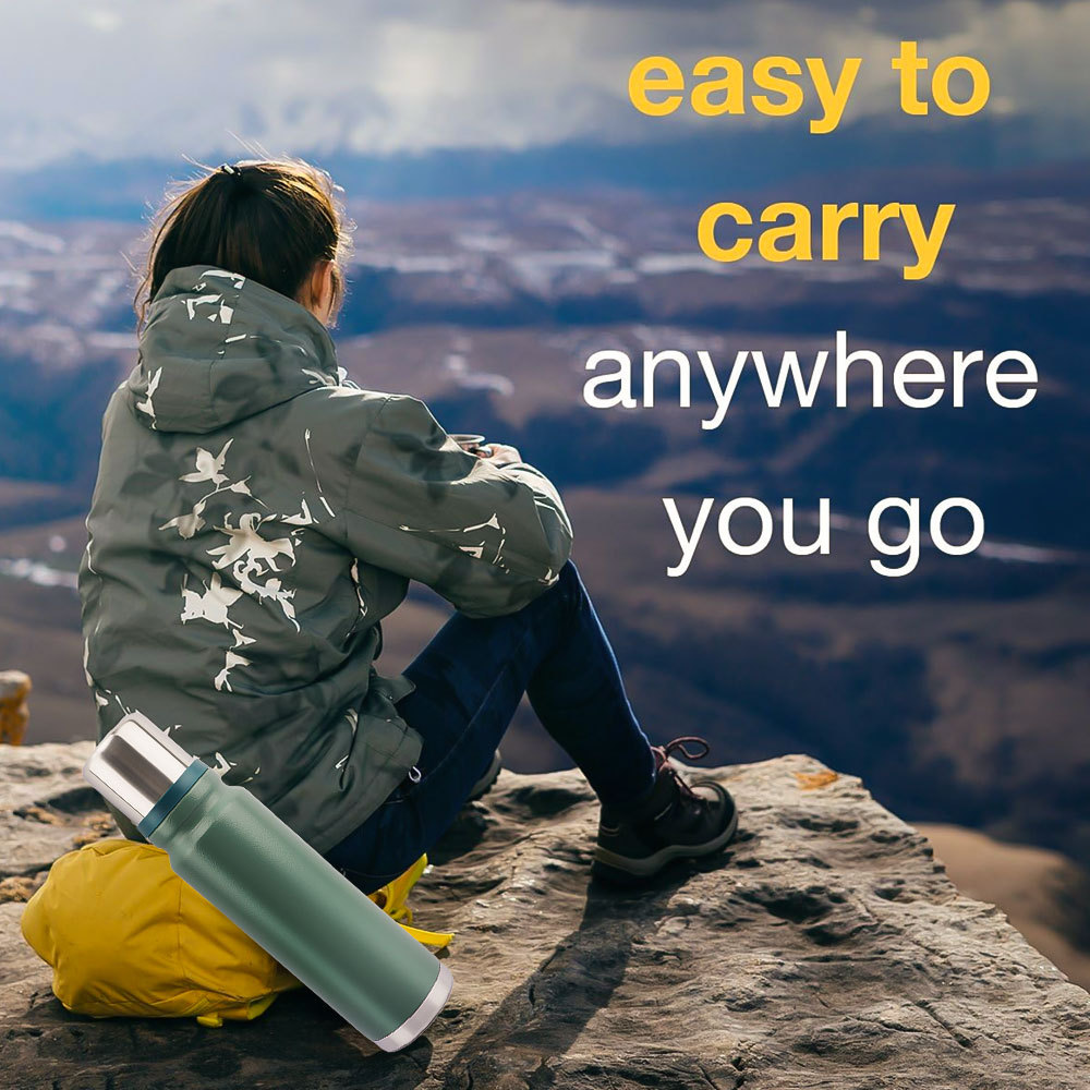 Credrink 1000ml 이중벽 스테인리스 스틸 예르바 메이트 보온병 누출 방지 뚜껑 및 내장 컵이 있는 음료 이중벽 단열재 24시간 뜨거운 커피 차에 적합 식기 세척기 사용 가능