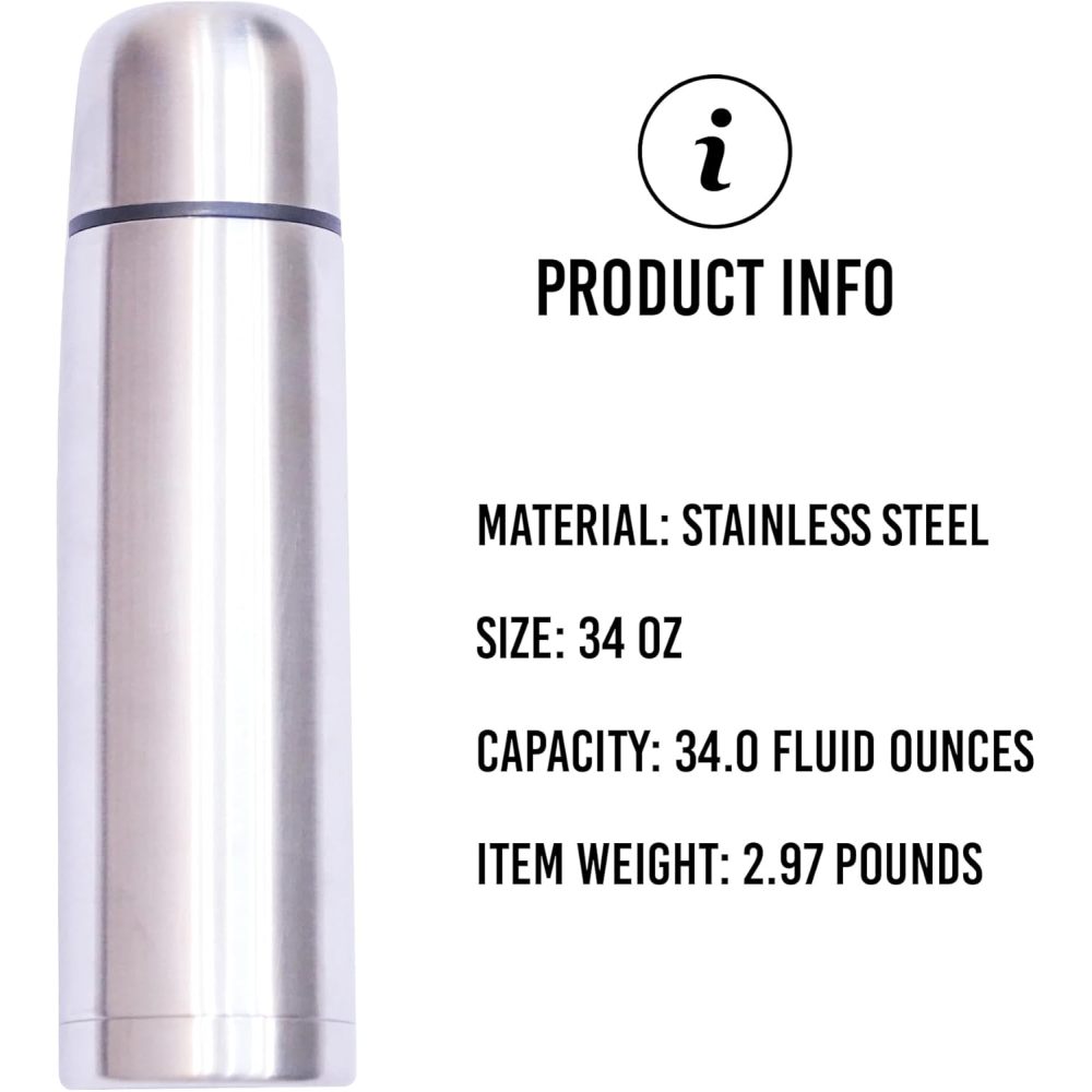 Credrink Meilleur thermos à café en acier inoxydable sans BPA Nouvelle triple paroi isolée chaude et froide pendant des heures 34 OZ 1000ML