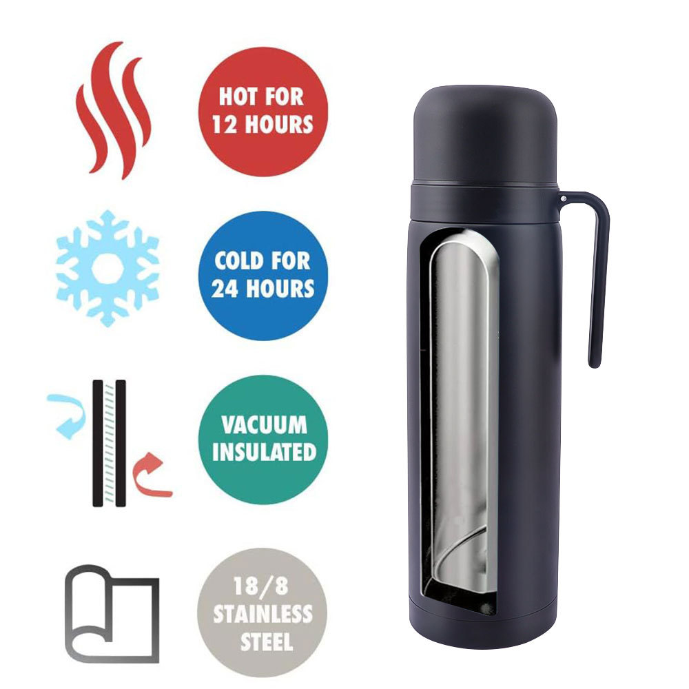 Botella Termo Credrink Mate - fabricada en acero inoxidable - media asa - Un termo especialmente diseñado para tomar mate Color plata 32 OZ Libre de BPA También apto para frío