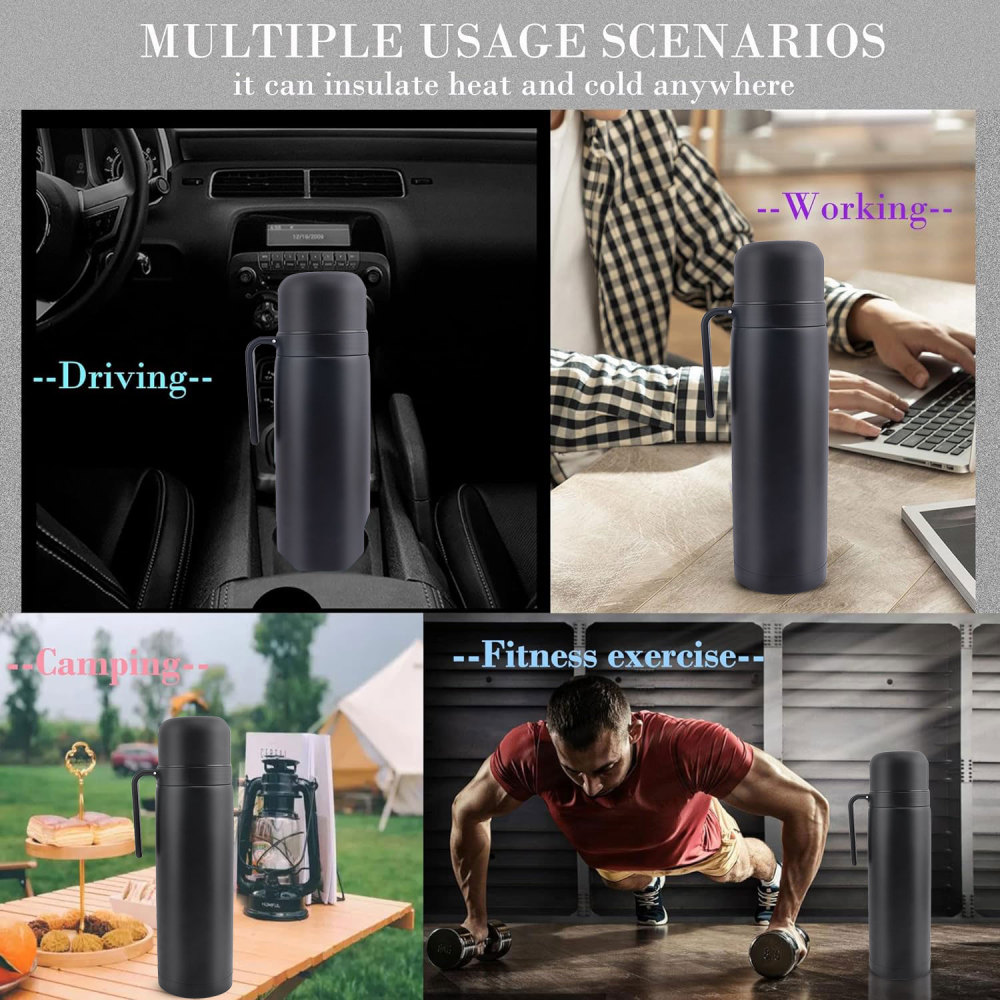 Botella Termo Credrink Mate - fabricada en acero inoxidable - media asa - Un termo especialmente diseñado para tomar mate Color plata 32 OZ Libre de BPA También apto para frío