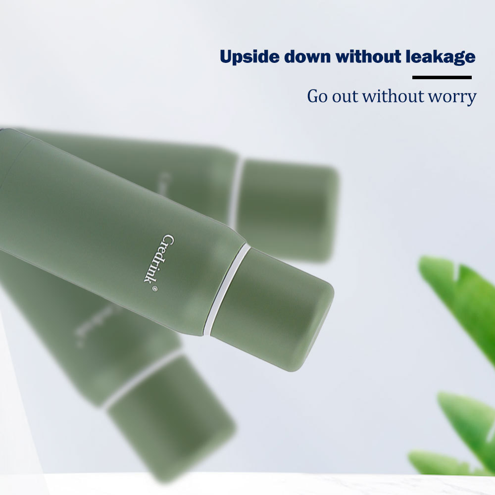 Credrink 500ml 슬림형 단열 스테인리스 스틸 보온병 음료, 누수 방지 뚜껑 및 내장형 컵 이중벽 단열, 24시간 뜨거운 음료, 커피, 차, 식기 세척기에 적합