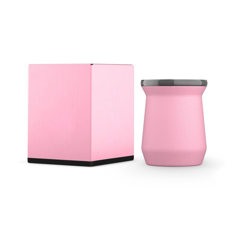 Credrink 8oz yerba mate cup messi style pink double wall stainless steel vacuum yerba mate tea cups