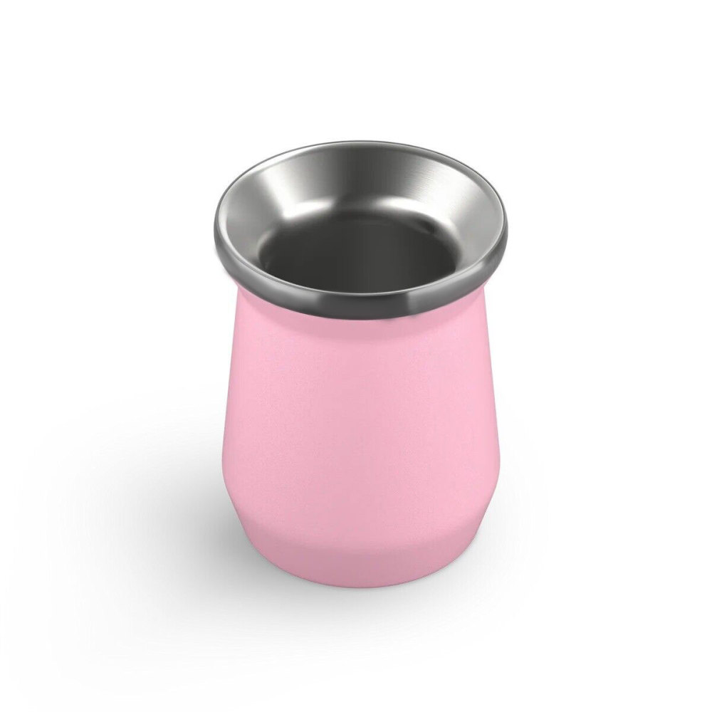 Чашка Credrink 8 унций для мате в стиле Месси, розовая, с двойными стенками, из нержавеющей стали, вакуумные чашки для чая мате