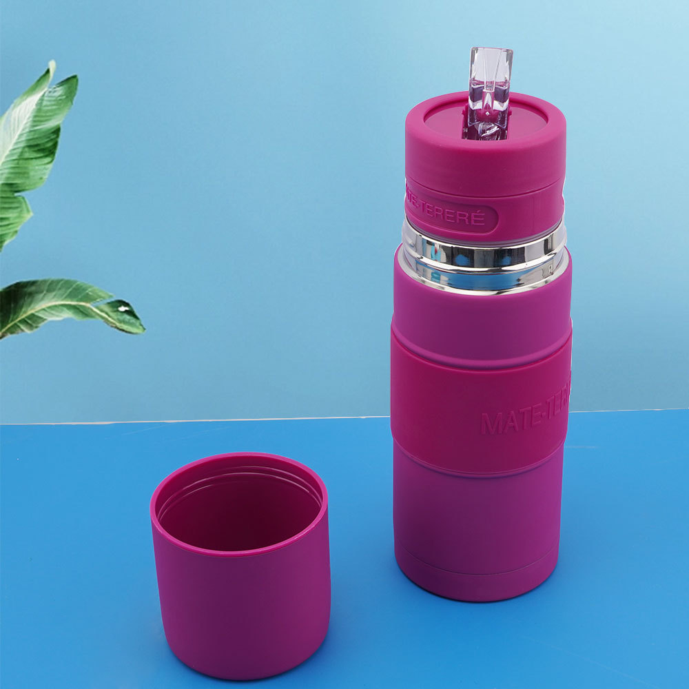 Termo para Yerba Mate Credrink – Mate Argentino 500ml – Termo para mate todo en uno – Mate thermos all in one – Este kit de mate automático negro de acero inoxidable es ideal para tereré y té