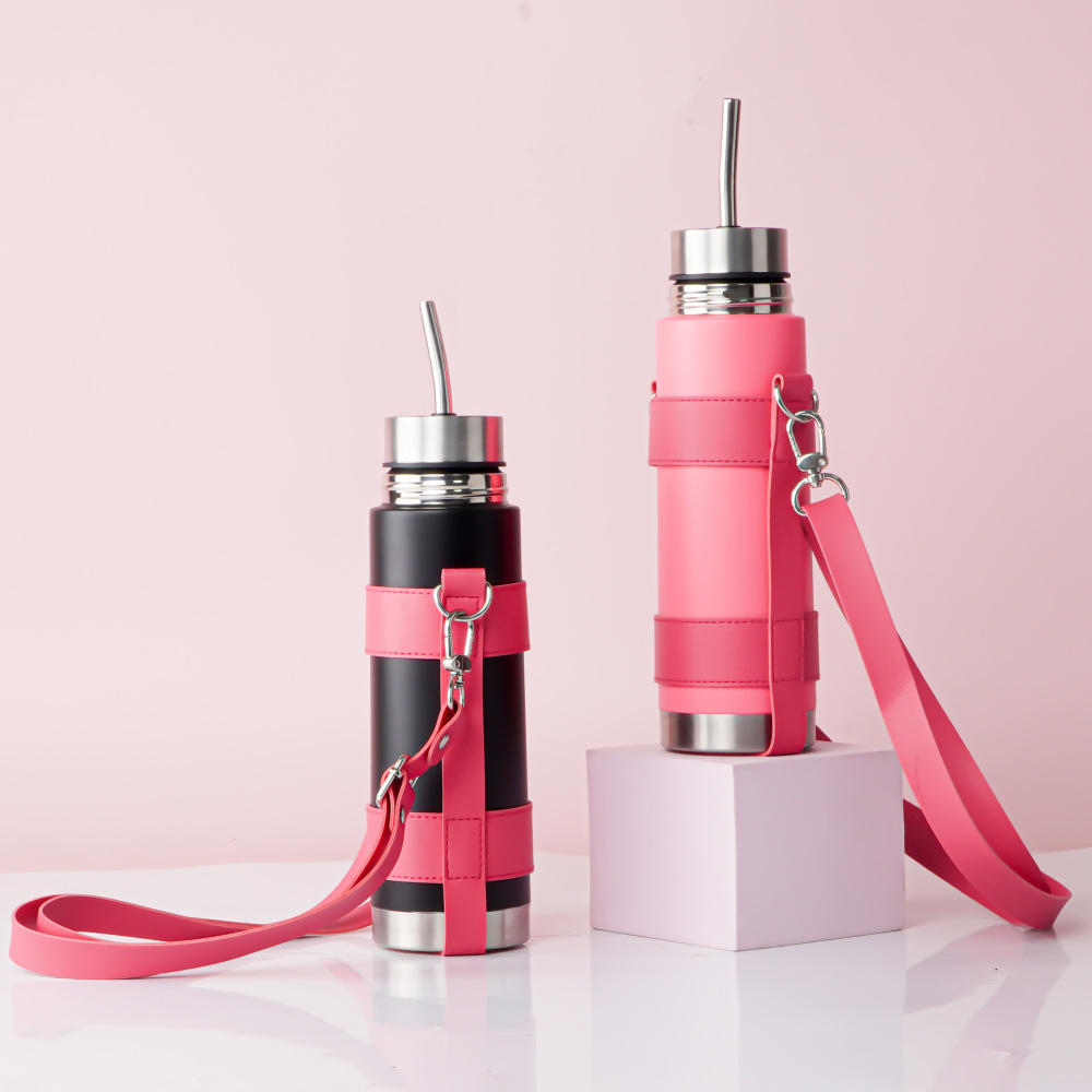 Credrink  3in 1 500ml Yerba Mate Thermos set with leather bag– Automate flask – Mate Argentino 500ml  - Thermo Mate Cup and Bombilla All In One - No Need to Refill Every Time You Want to Drink 