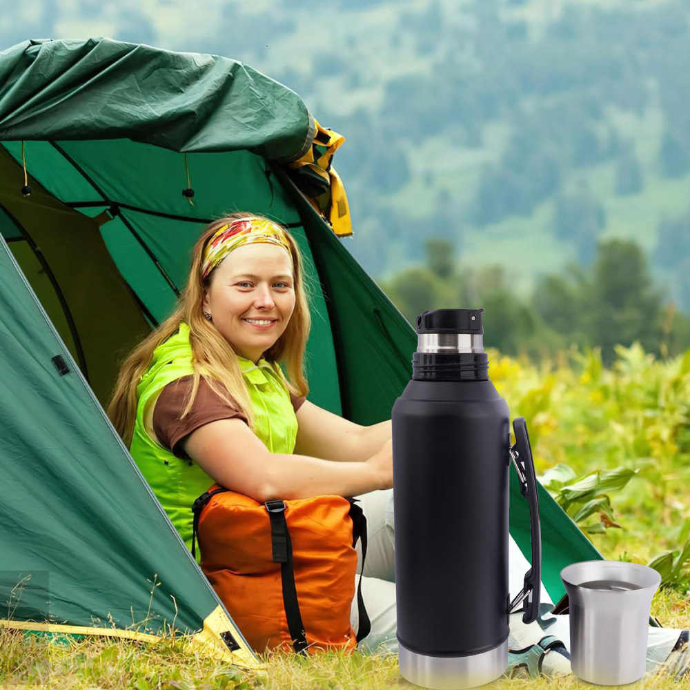 Termos premium Credrink de 1.2 l (40 oz) con pico de ultraprecisión, tapa de acero inoxidable resistente al calor y mango ergonómico, perfecto para mate, café, té y actividades al aire libre