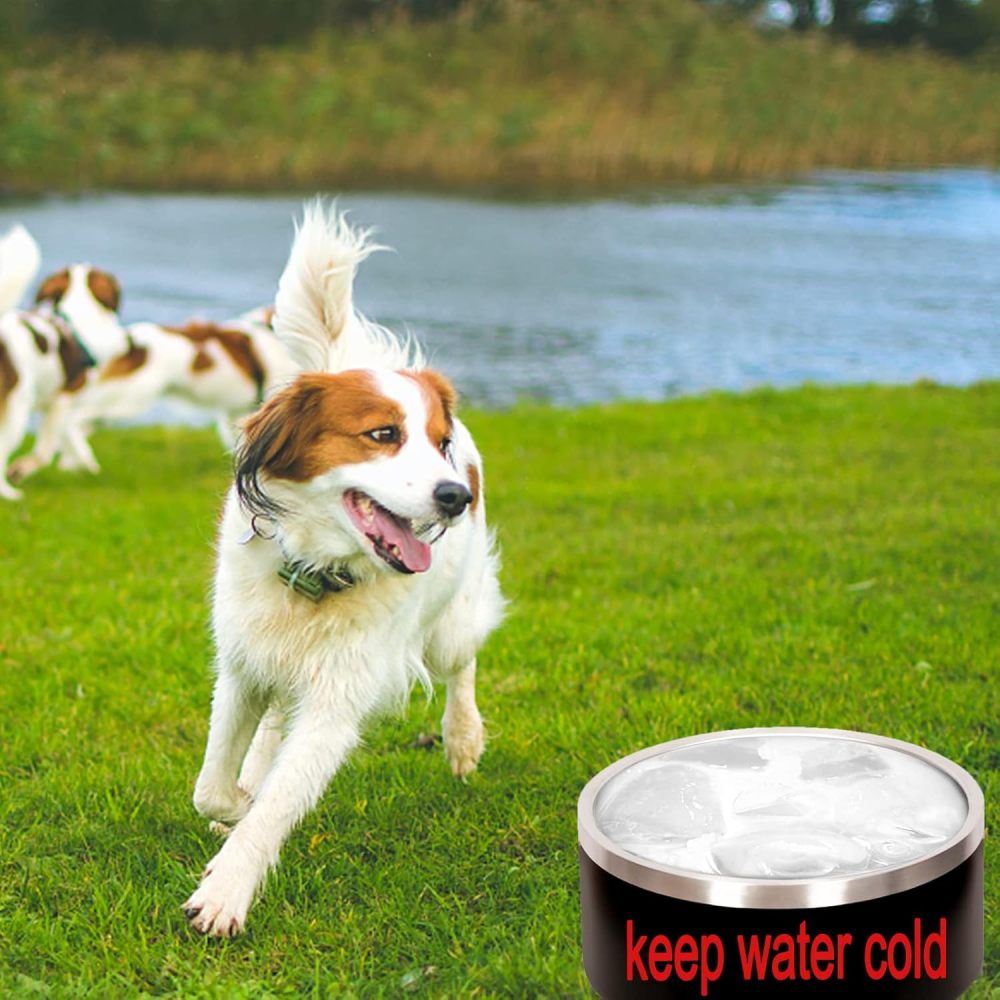 Credrink Gamelle isotherme extra large pour chien de 100 oz Gamelle lourde pour chien qui ne bouge pas Gamelle pour chien en métal 304 Gamelles antidérapantes pour chien Maintient le bol d'eau pour chien en place, Grandes gamelles en acier inoxydable pour chiens de grande taille