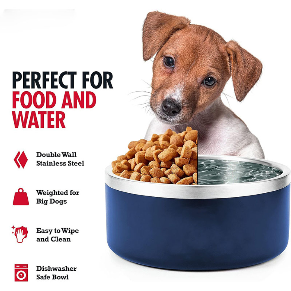 Credrink Gamelle isotherme pour chien 44 oz Double paroi en acier inoxydable Gamelle pour chien Antidérapante Anti-déversement Lavable au lave-vaisselle Gamelle pour chat Gamelle pour nourrir les animaux de compagnie de grande, moyenne et petite taille