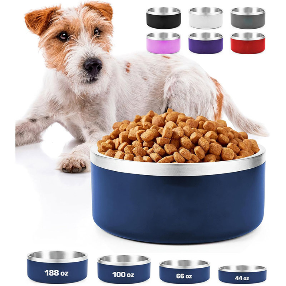 Credrink Gamelle isotherme pour chien 44 oz Double paroi en acier inoxydable Gamelle pour chien Antidérapante Anti-déversement Lavable au lave-vaisselle Gamelle pour chat Gamelle pour nourrir les animaux de compagnie de grande, moyenne et petite taille