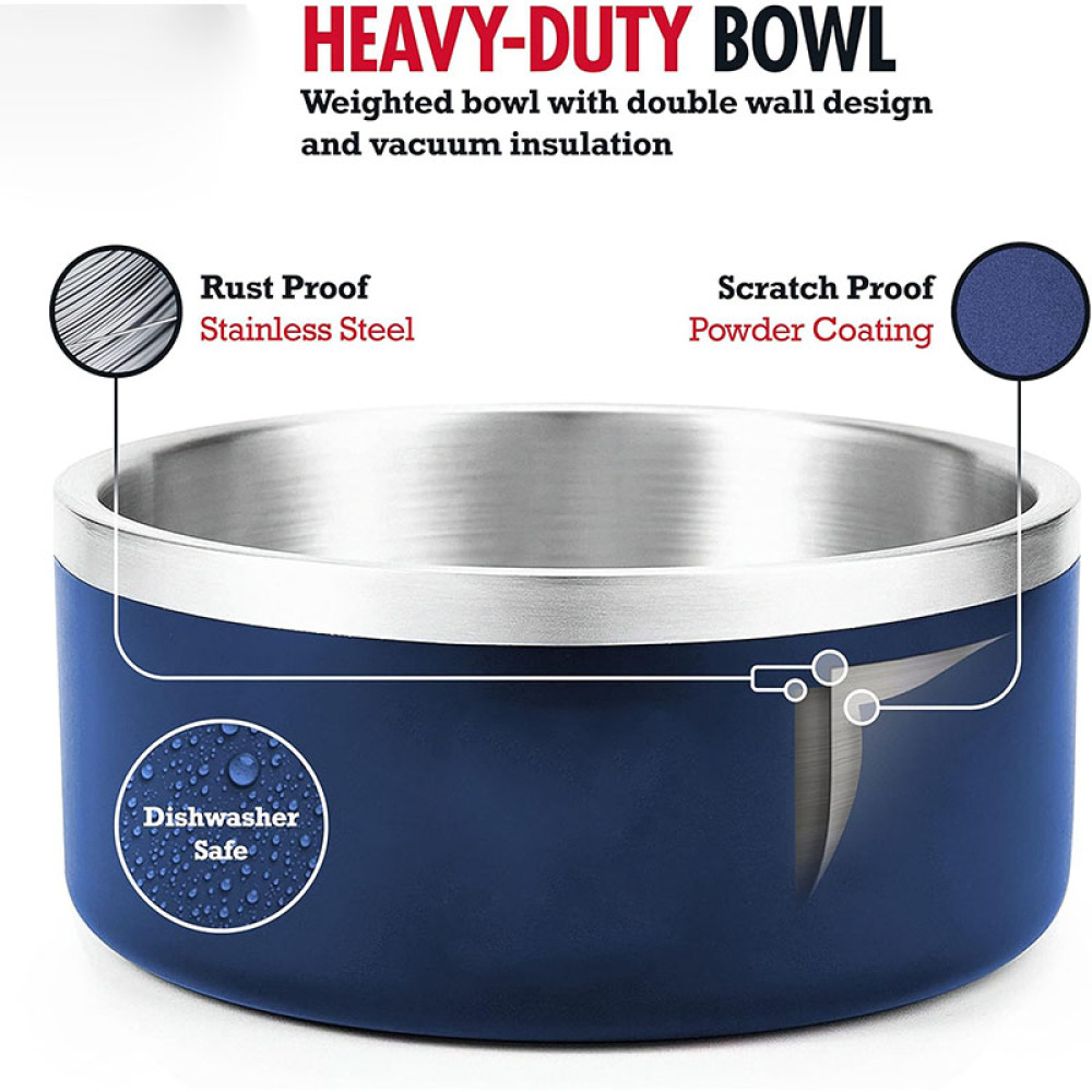 Credrink Gamelle isotherme pour chien 44 oz Double paroi en acier inoxydable Gamelle pour chien Antidérapante Anti-déversement Lavable au lave-vaisselle Gamelle pour chat Gamelle pour nourrir les animaux de compagnie de grande, moyenne et petite taille