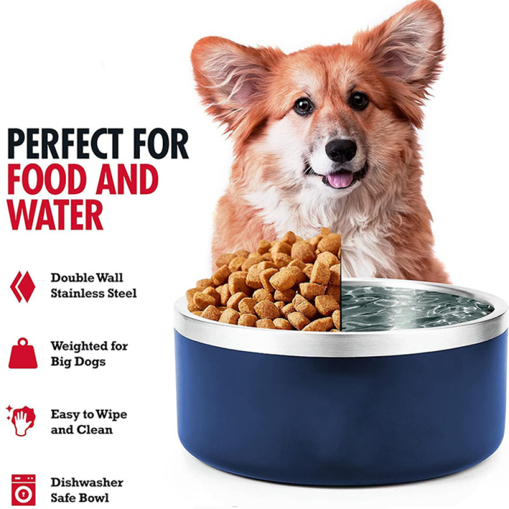 Credrink Gamelle isotherme pour chien à double paroi en acier inoxydable - 66 l - Antidérapante - Anti-déversement - Lavable au lave-vaisselle - Gamelle pour chat - Gamelle pour nourrir les animaux de compagnie de grande, moyenne et petite taille