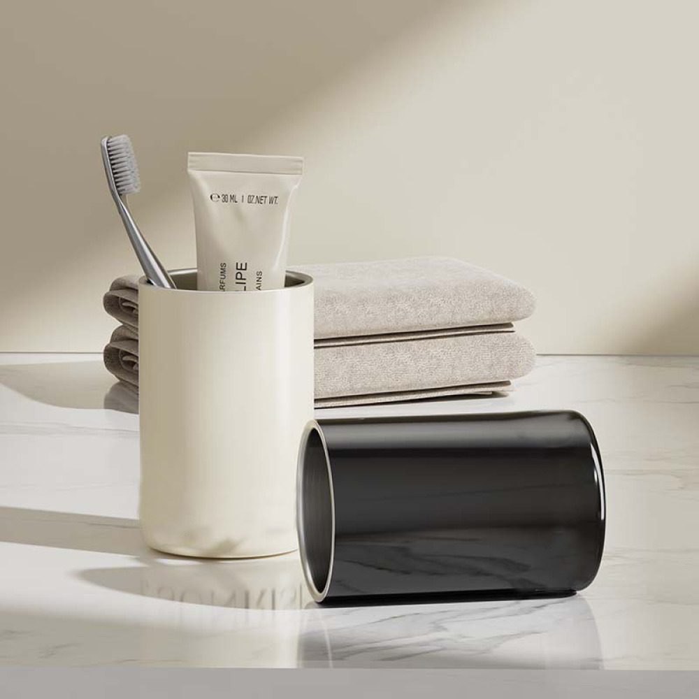 Credrink Light luxury cream mouthwash cup for couples stainless steel toothbrush cup for home use toothbrushes dental jars wash cup cover