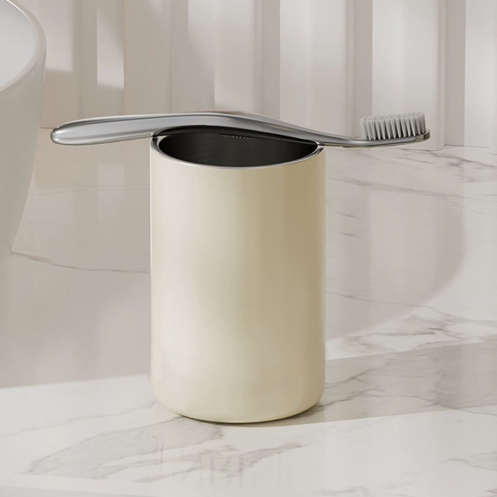 Credrink Light luxury cream mouthwash cup for couples stainless steel toothbrush cup for home use toothbrushes dental jars wash cup cover