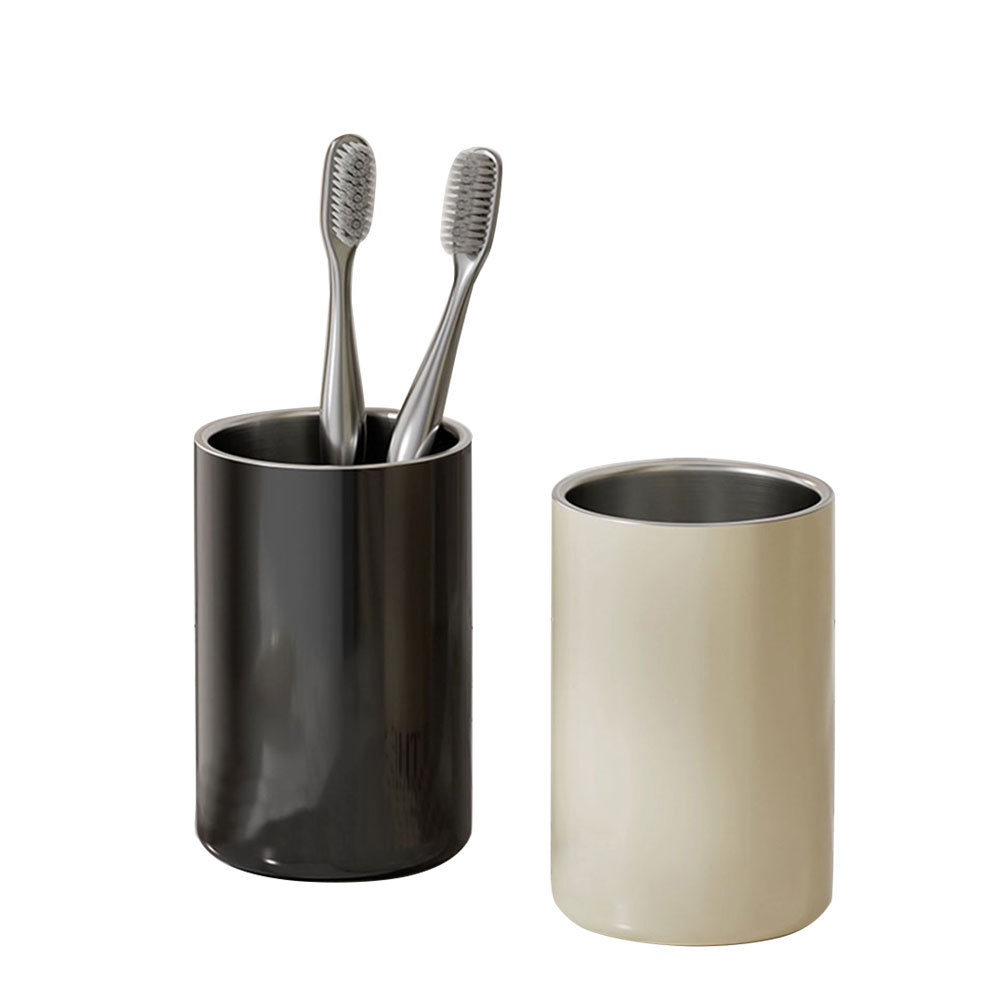 Credrink Light luxury cream mouthwash cup for couples stainless steel toothbrush cup for home use toothbrushes dental jars wash cup cover