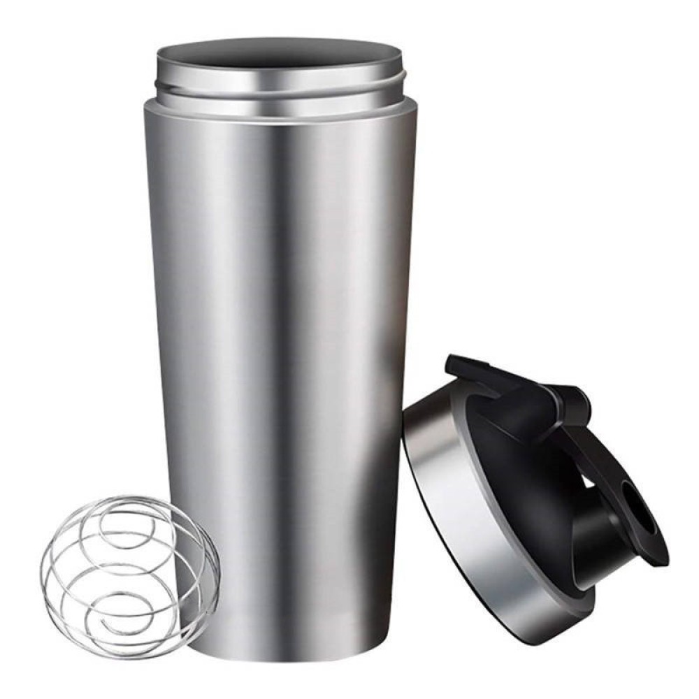 Bouteille shaker améliorée Credrink pour mélanges de protéines, bouteille shaker pour protéines avec rangement pour poudre, bouteille shaker en acier inoxydable avec fouet métallique, sans BPA, conception anti-fuite