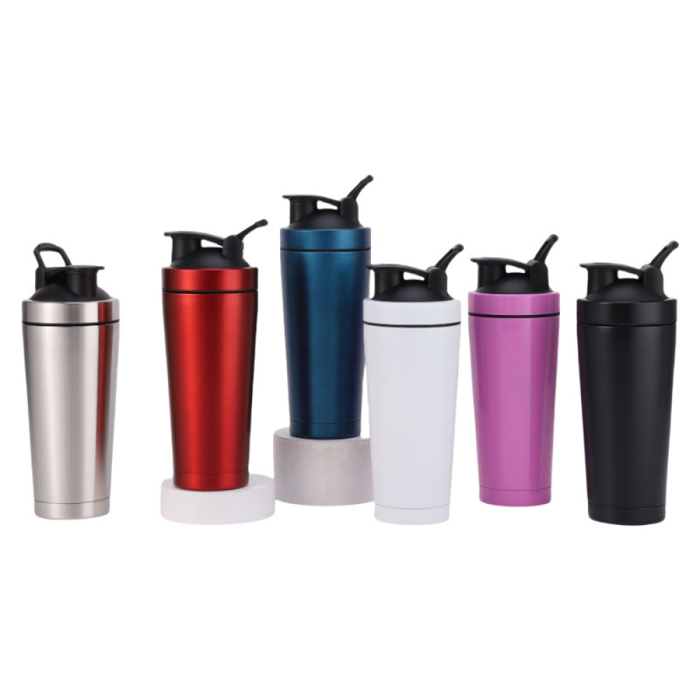 Bouteille shaker améliorée Credrink pour mélanges de protéines, bouteille shaker pour protéines avec rangement pour poudre, bouteille shaker en acier inoxydable avec fouet métallique, sans BPA, conception anti-fuite