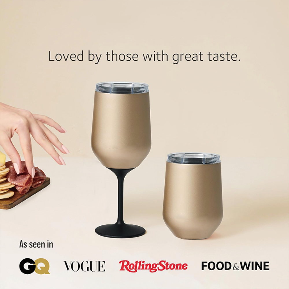 Verre à vin en gros direct d'usine Credrink 2.0 NOUVEAU Design primé avec tige amovible Verre à vin en acier inoxydable de qualité supérieure avec couvercle Gobelet à triple isolation Capacité de 12 oz Excellent cadeau