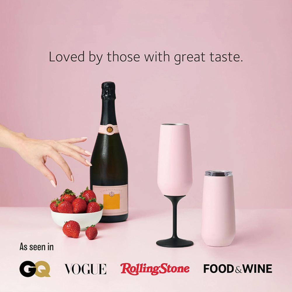 Flûte à champagne en gros directe d'usine Credrink NOUVEAU Design primé avec tige amovible Verre à champagne en acier inoxydable de qualité supérieure avec couvercle Gobelet à triple isolation Capacité de 8 oz Excellent cadeau