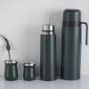 Credrink Yerba Mate thermos kit 1.0L mate thermos with handle 6oz&4OZ Cup Stainless Steel AUTOMate flask with Bombillas Double Wall Vacuum Insulated Yerba Mate Gourd Unique Mate Cup plus thermo And Bombilla Set
