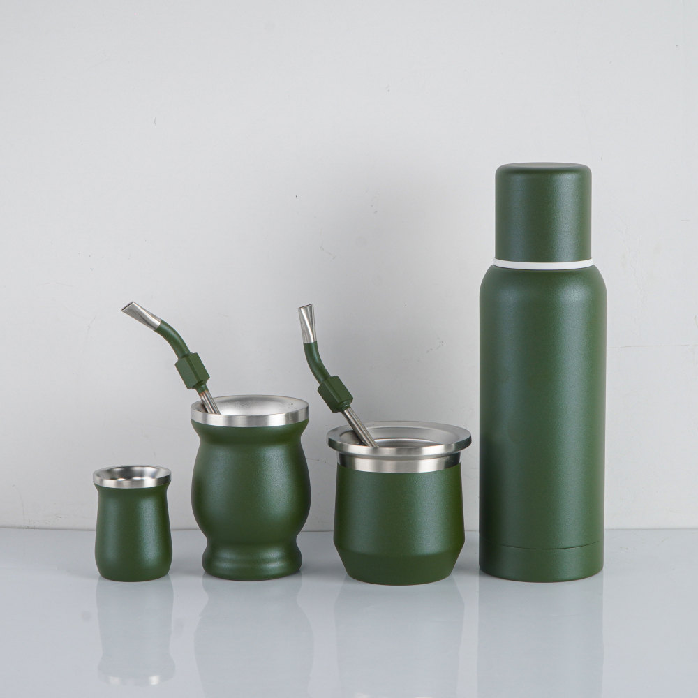 Credrinkwholesale Kit thermos Yerba Mate mince 750 ml thermos mate avec tasse 8 oz et 4 oz Flacon AUTOMate en acier inoxydable avec bombillas Gourde Yerba Mate isolée sous vide à double paroi Tasse à maté unique plus thermo et bombilla Ensemble