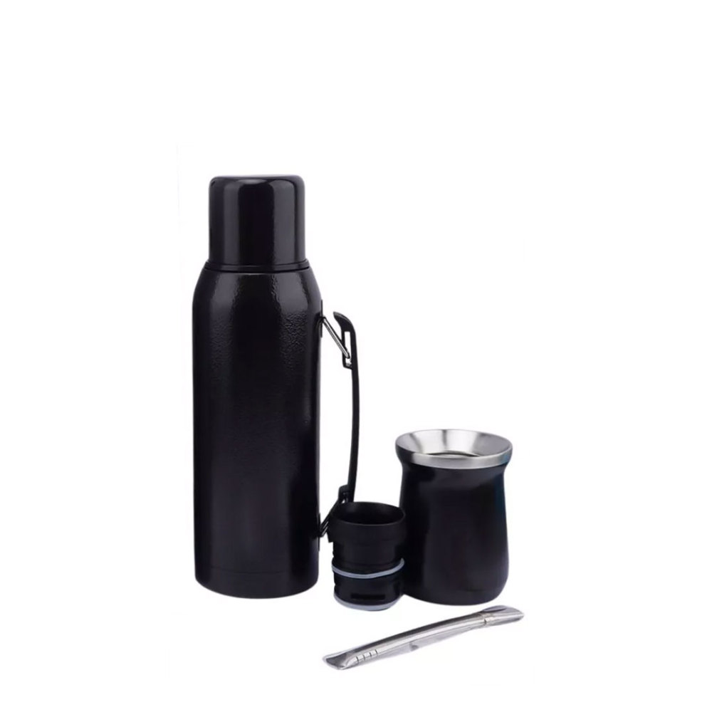 Credrink Complete Yerba Mate Set - термос 1 л с ручкой и чашка из тыквы Mate на 8 унций с бомбильей и щеточкой для чистки в комплекте - все из высококачественной нержавеющей стали 304 18/8