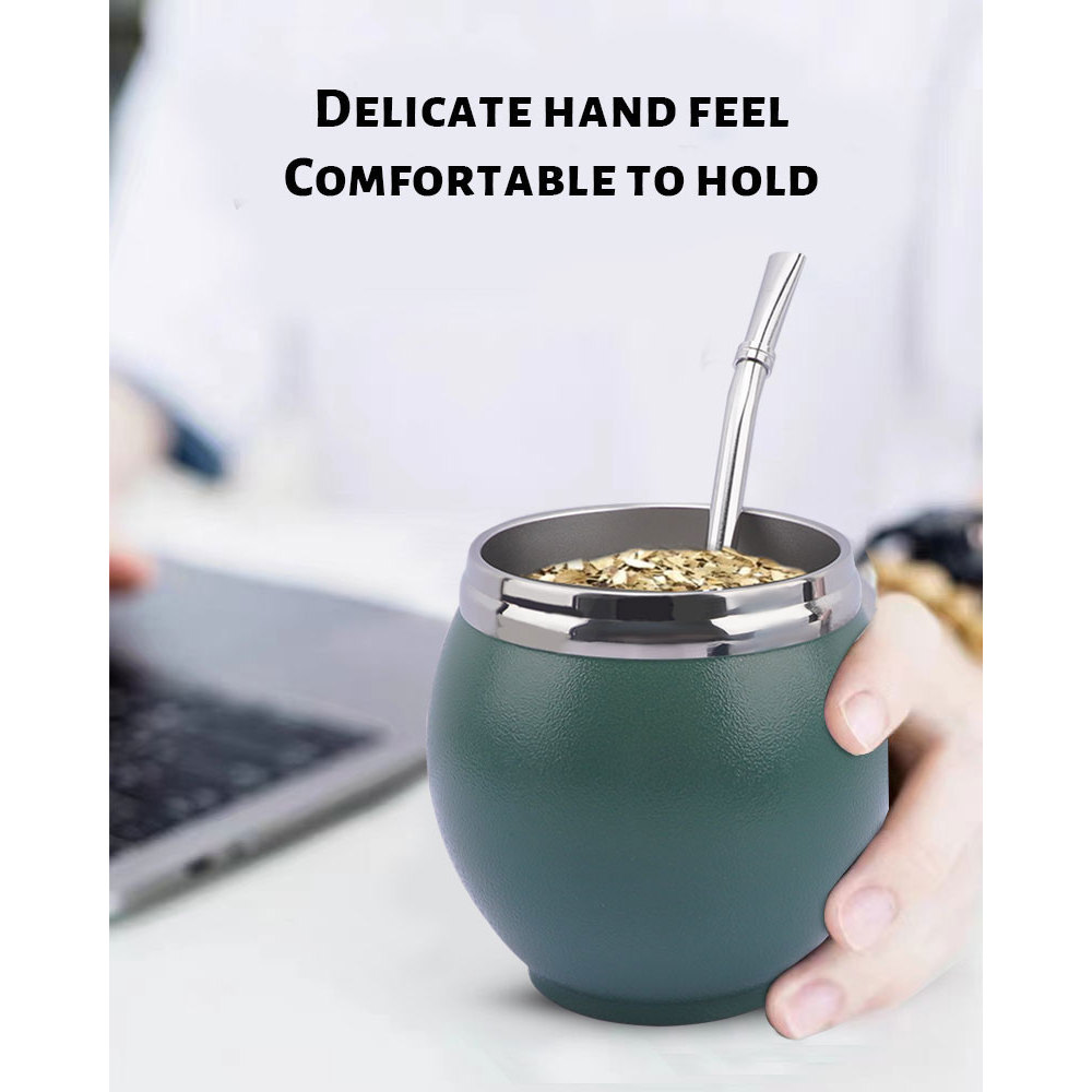 Credrink Complete Yerba Mate Set - большой новый термос объемом 1 л, современная чашка для мате объемом 9 унций, бомбилья и щетка для чистки в комплекте - все из высококачественной нержавеющей стали 304 18/8