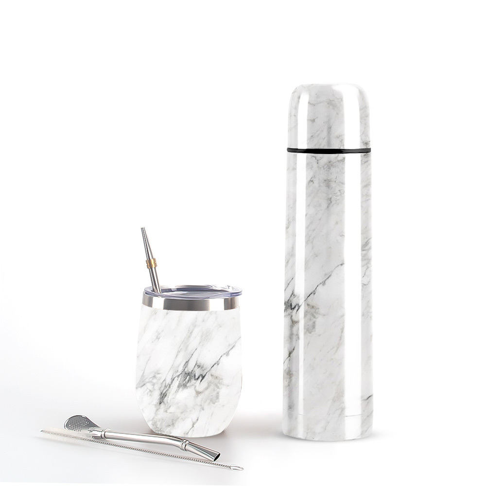 Credrink Complete Yerba Mate Set - 1000ml thermos&12oz Modern Mate Gourd cup Bombilla and Cleaning Brush Included - All Premium Quality 304 18/8 Stainless Steel