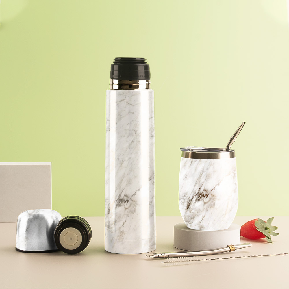 Credrink Complete Yerba Mate Set - 1000ml thermos&12oz Modern Mate Gourd cup Bombilla and Cleaning Brush Included - All Premium Quality 304 18/8 Stainless Steel