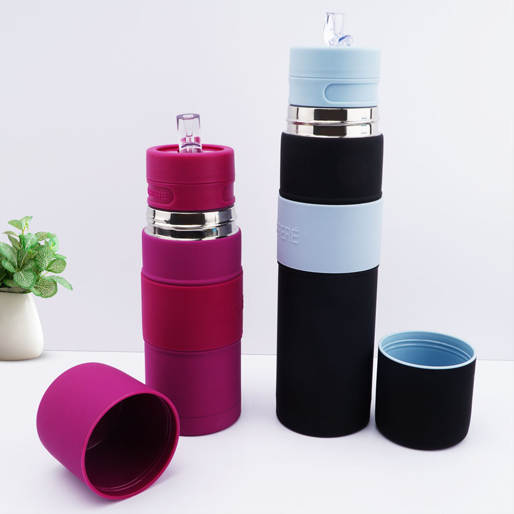 Ensemble complet de maté Credrink - Thermos de 500 ml et tasse à maté moderne de 120 ml, Bombilla et brosse de nettoyage incluses - Tout en acier inoxydable 304 18/8 de qualité supérieure
