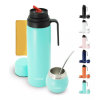 Credrink Complete Yerba Mate Set - 1L big new thermos&7oz Modern Mate Gourd cup Bombilla and Cleaning Brush Included - All Premium Quality 304 18/8 Stainless Steel