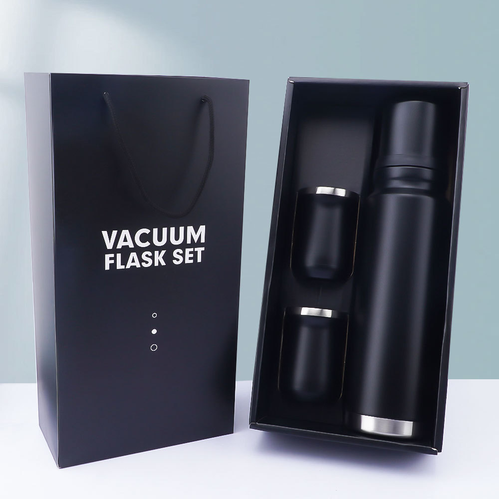 Credrink Complete Yerba Mate Set - 1L thermos two 8oz Modern Mate Gourd cup with gift box - All Premium Quality 304 18/8 Stainless Steel