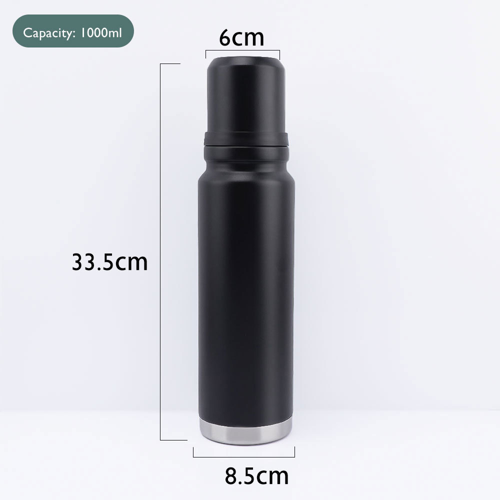 Credrink Complete Yerba Mate Set - 1L thermos two 8oz Modern Mate Gourd cup with gift box - All Premium Quality 304 18/8 Stainless Steel