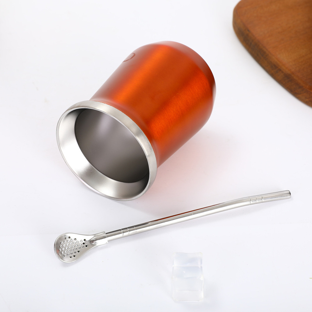 Credrink Complete Yerba Mate 세트 - 손잡이가 달린 1L 보온병 및 8oz Modern Mate 호박 컵, Bombilla 및 세척 브러시 포함 - 모든 프리미엄 품질 304 18/8 스테인리스 스틸