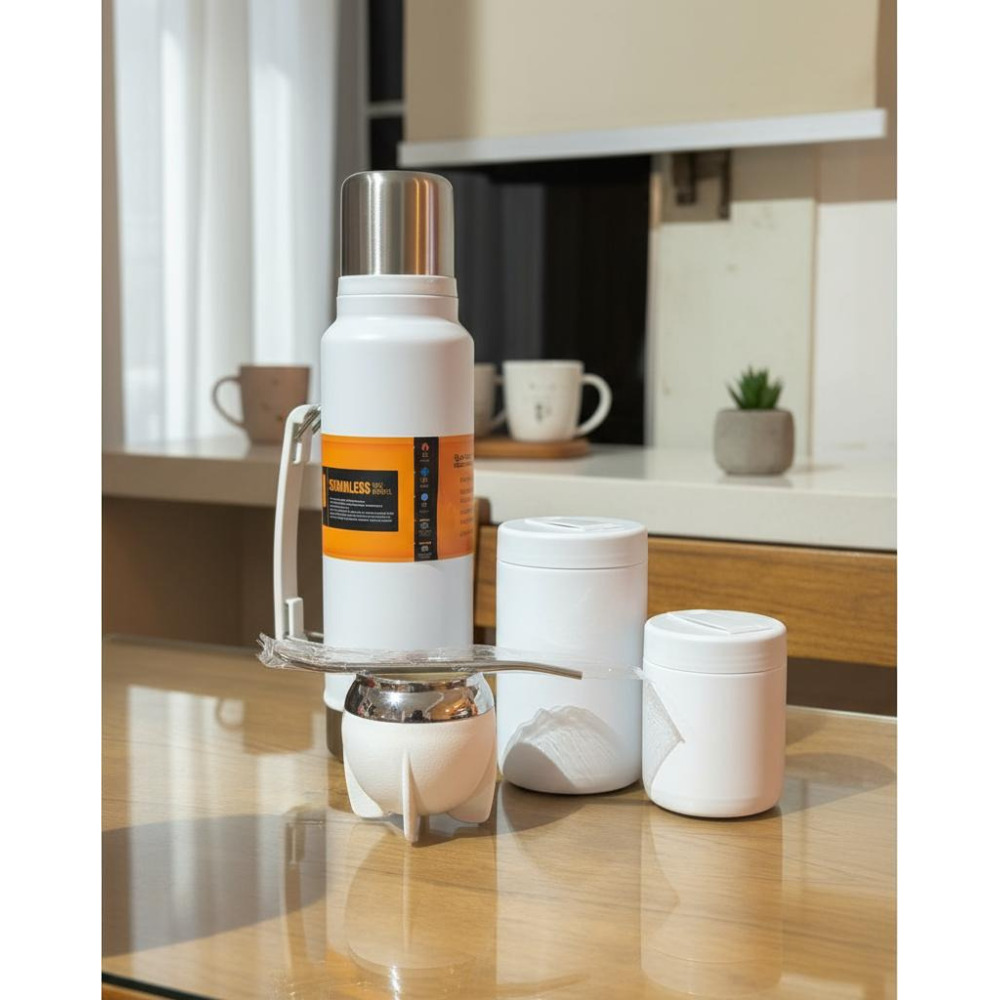 Credrink Factory Direct wholesale set Termo Mate cup & tea container Yerbera/azucerera Acero Inox Blanco