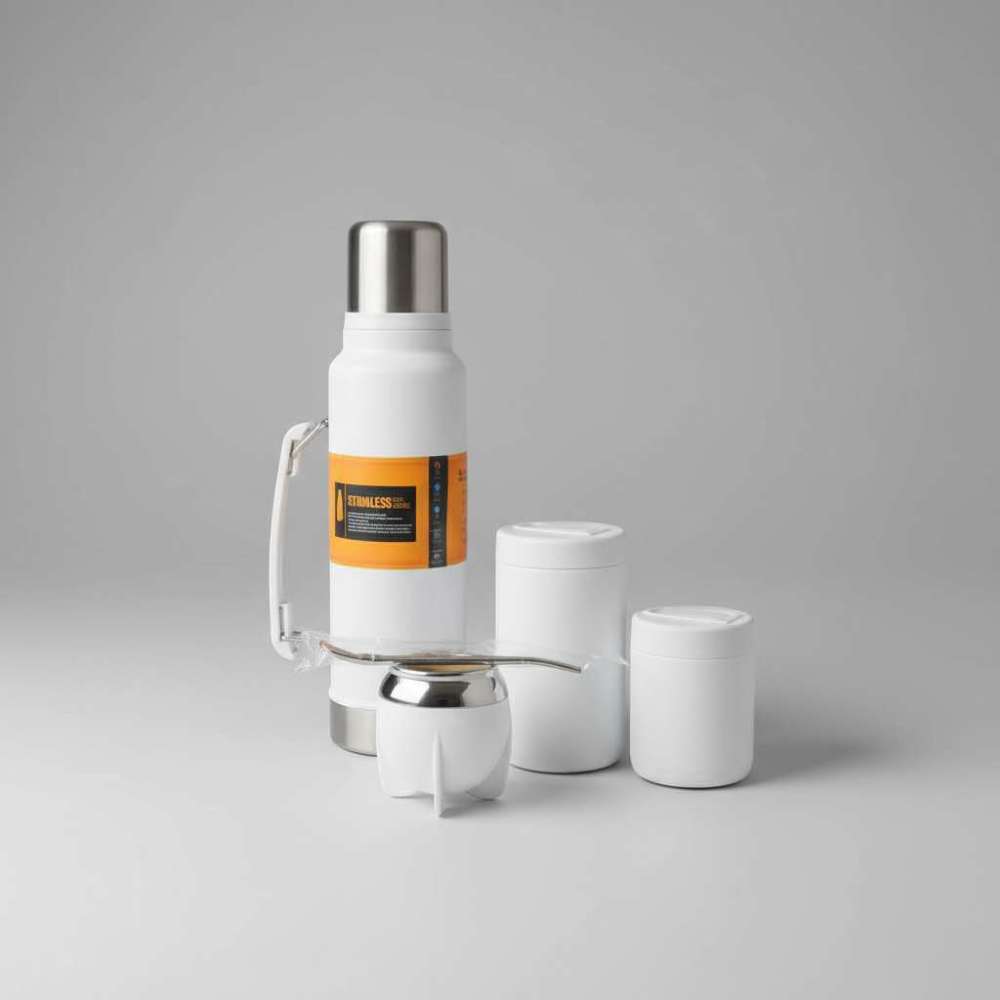 Credrink Factory Direct wholesale set Termo Mate cup & tea container Yerbera/azucerera Acero Inox Blanco