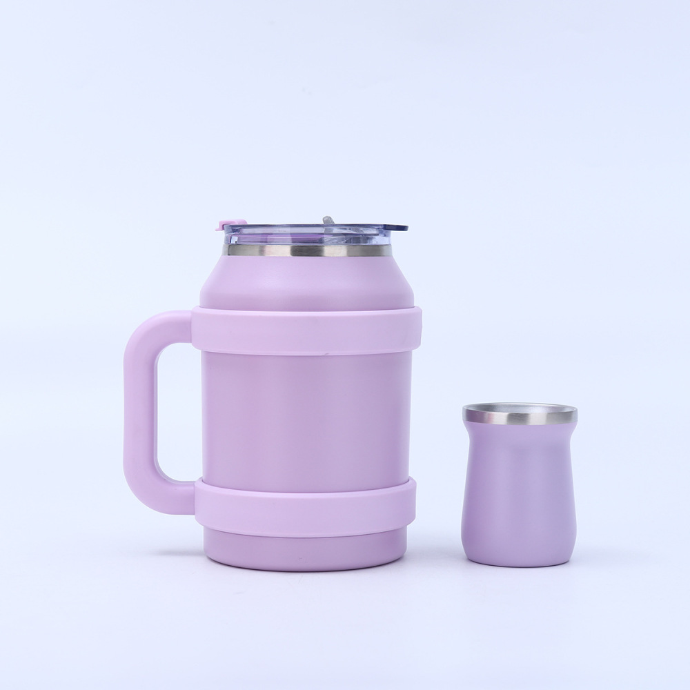 Credrink Complete Yerba Mate 세트 - 손잡이가 달린 대형 보온병 및 8oz Modern Mate 호박 컵, Bombilla 및 세척 브러시 포함 - 모든 프리미엄 품질 304 18/8 스테인리스 스틸