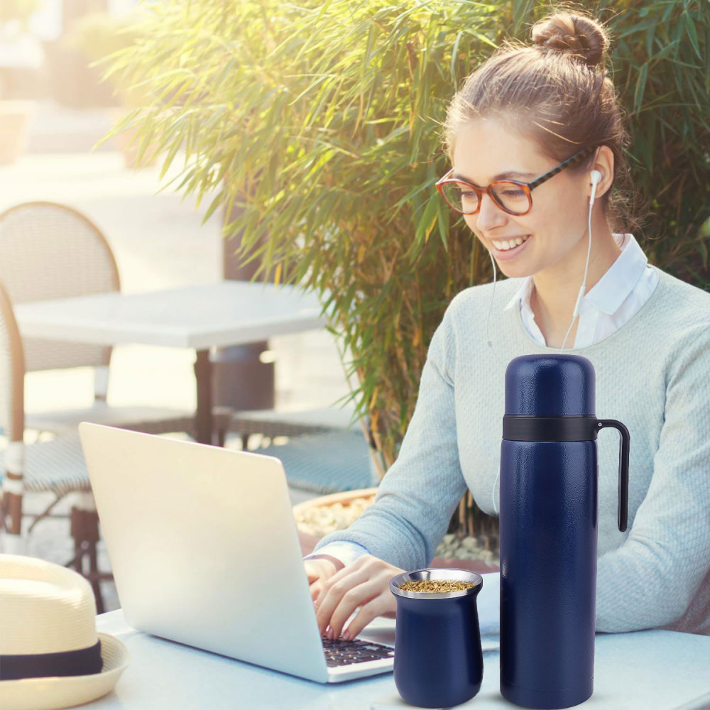 Credrink Complete Yerba Mate Set - 32oz&8oz&6oz Modern Mate Gourd Thermos Bombilla and Cleaning Brush Included - All Premium Quality 304 18/8 Stainless Steel